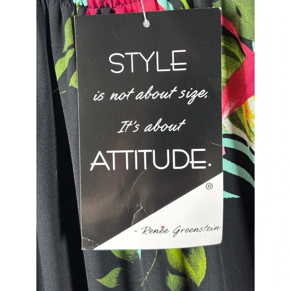 Attitudes by Renee Floral Jumpsuit Black Pink 3/4 Sleeve Petite Small NWT - Picture 3 of 6